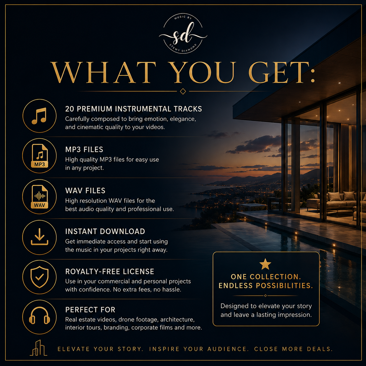 Luxury Real Estate Music Collection - 20 Premium Cinematic Instrumental Tracks for Property Videos & Brand Films